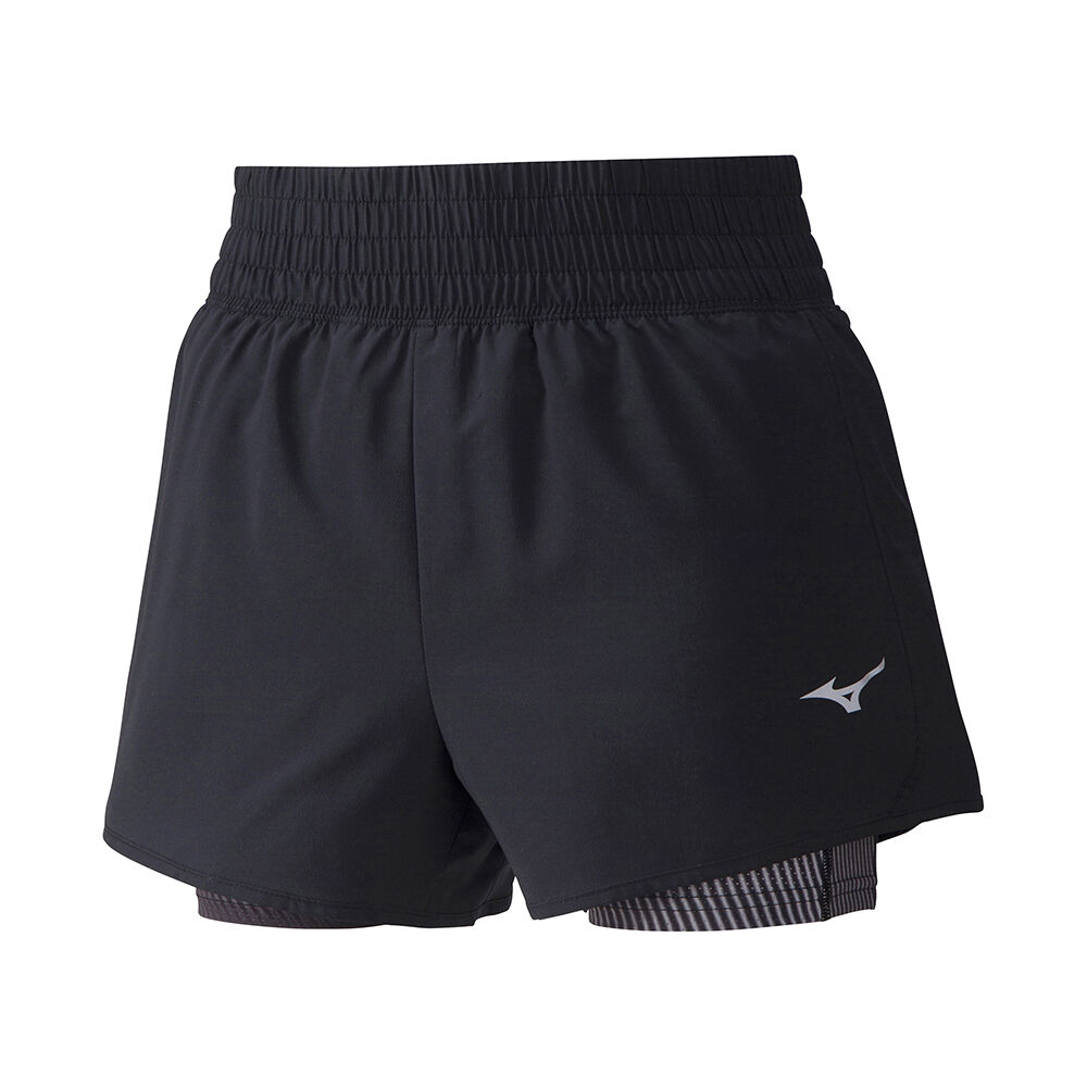 Womens Mizuno 4.5 2in1 Running Shorts Black Philippines (SHFNBU908)